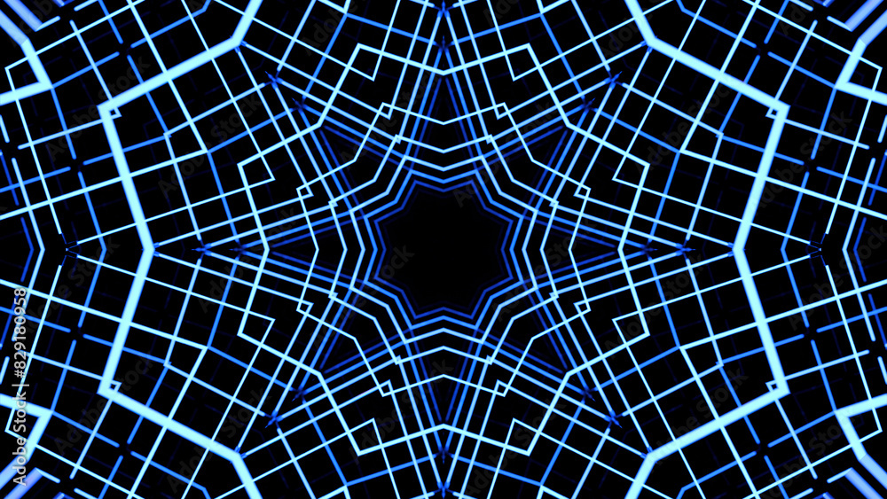 Poster abstract pulsating ornamental kaleidoscope. design. hypnotic effect of lines creating symmetrical pa