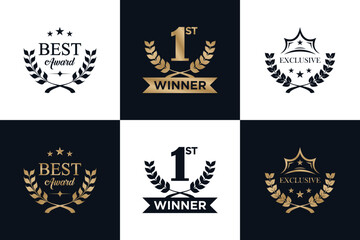 award logo design collection with golden color