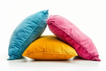 Colorful pillows on white background