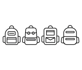 school bag icons symbol vector design simple line black white flat modern illustration collections templates sets isolated