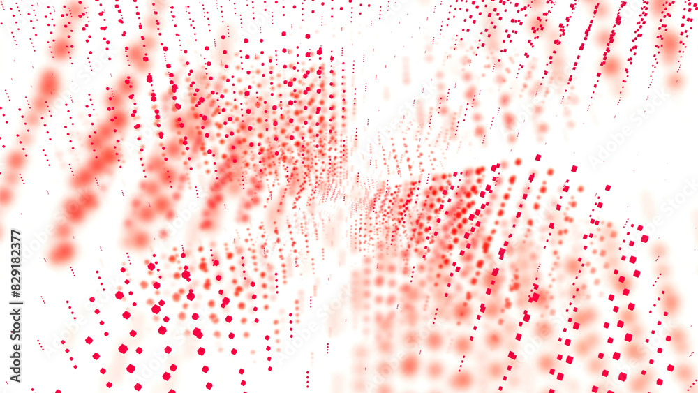 Poster abstract 3d space with rays of dots and colored reflections. design. movement of abstract rays from 
