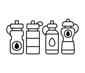 water bottle plastic icons symbol vector design simple line illustration collections templates sets