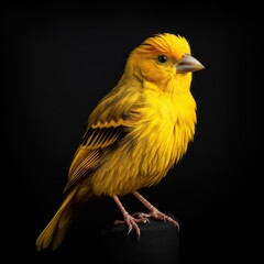 canary bird isolated on a black background 