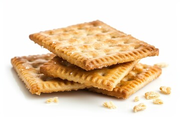 Fototapeta premium Cracker cookies on white background with path