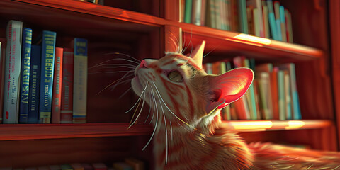 A curious cat explores its new surroundings, sniffing around every nook and cranny of the cozy...