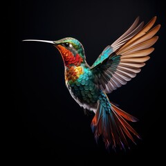 humming bird isolated on a black background
