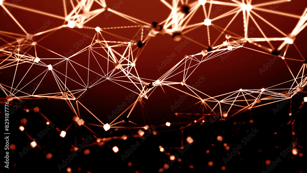 Poster digital constellation dot line moving motion graphics. design. plexus flying structure.
