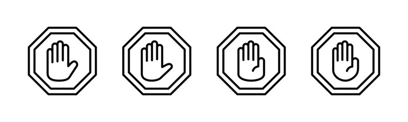 Obraz premium Stop icon set. stop road sign. hand stop icon vector