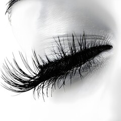 Obraz premium Captivating Eyelash Extension Closeup on Flawless Skin