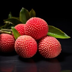 lychee fruit isolated on a black background