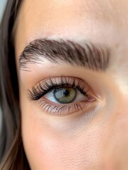 Fototapeta premium Captivating Gaze:Voluminous Lash Extensions Accentuate Alluring Green Eyes on a Glamorous Model
