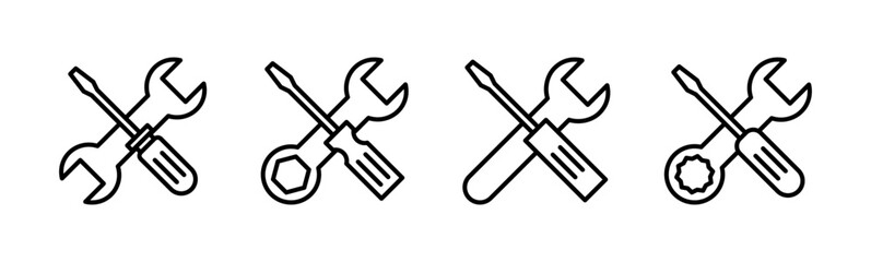 Repair tools icon set. tool icon vector. setting icon vector. Wrench and screwdriver. support, Service
