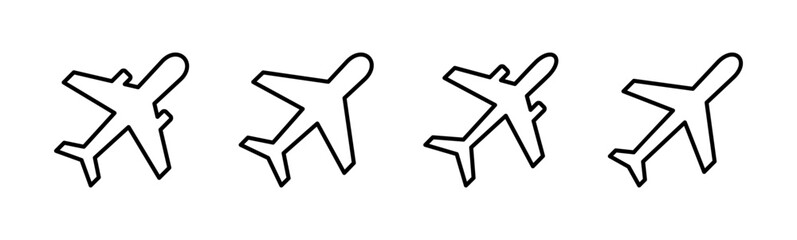 Plane icon set. Airplane icon vector. Flight transport symbol. Travel illustration. Holiday symbol