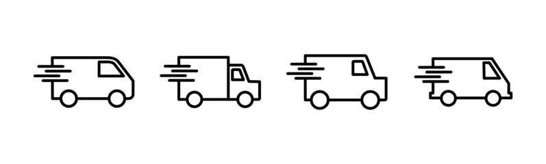 Fast shipping delivery truck icon set. Delivery truck icon. fast delivery icon