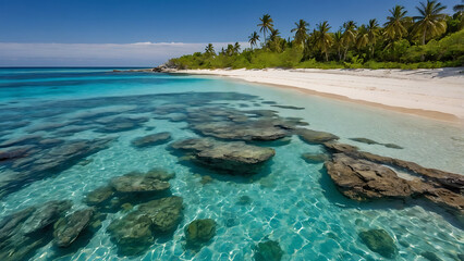 Fototapeta premium beautiful beach by ocean front 