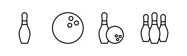 Bowling icon set. bowling ball and pin icon. bowling pins