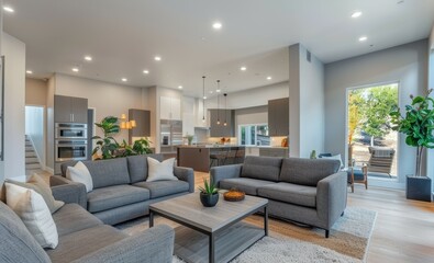 Large living room with contemporary furnishings