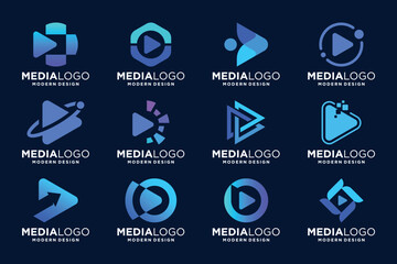 Play media streaming logo collection