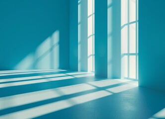 Fototapeta premium Light blue background with shadows and light for product presentation