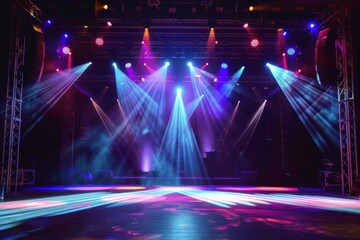 Lighted stage with lighting equipment