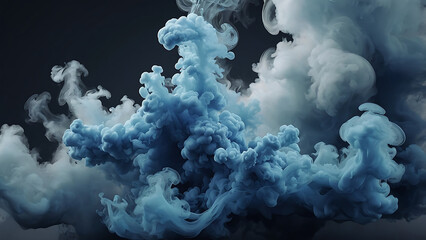 blue abstract smoke cloud 3d rendered