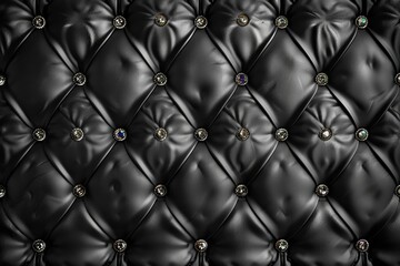 Luxurious black leather pattern with gemstones and buttons ideal as a high end design
