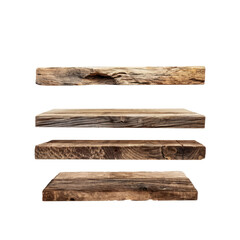 Fototapeta premium Explore The Rustic Charm Of Wood Shelves, Isolated On Transparent Background, For Design And Printing