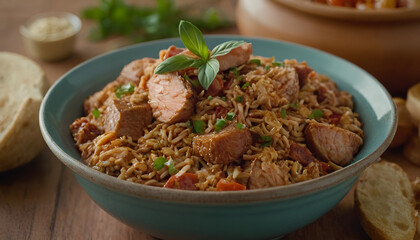 delicious jambalaya in a bowl