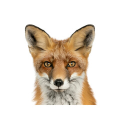 Fototapeta premium Fox Head With Alert Ears , Isolated On Transparent Background, For Design And Printing