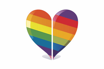 icon of lgbtq heart with white background, rainbow heart