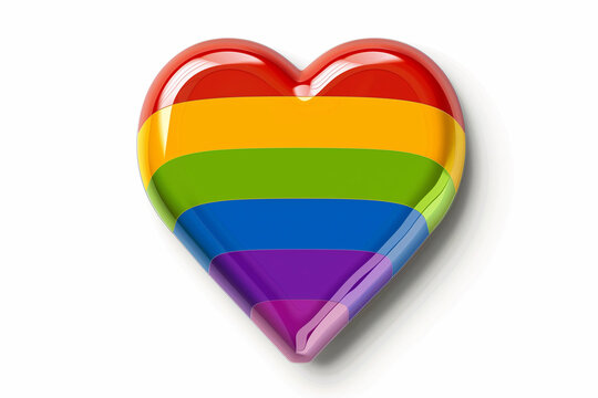 icon of lgbtq heart with white background, rainbow heart