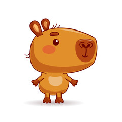 Adorable Capybara isolated on white background. Vector illustration.