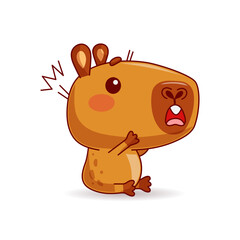 Shocked Capybara on white background. Vector illustration.
