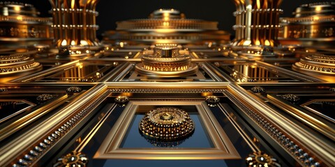 Obraz premium Intricate golden architectural design with detailed patterns and luxurious elements