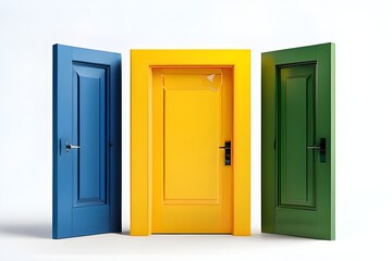  five closed multicolored doors