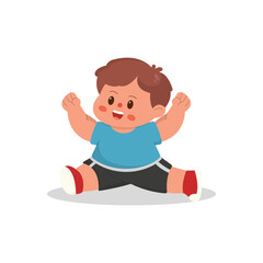 cartoon illustration of children playing fitnes. characters doing sports with a simple happy concept