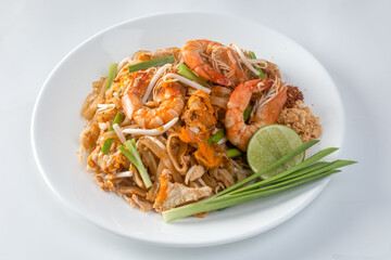 Pad Thai - stir-fried rice noodles with .shrimp - Thai food style