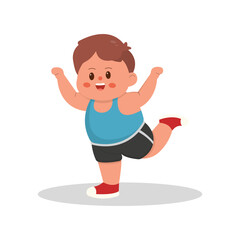 cartoon illustration of children playing run and finish
.characters doing sports with a simple happy concept