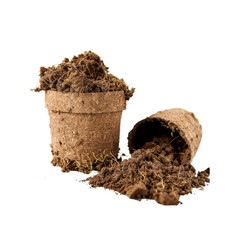 Prepare For Planting With A Set Of Peat, Isolated On Transparent Background, For Design And Printing