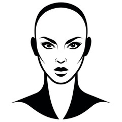 A bald head face vector silhouette, a beautiful woman face silhouette