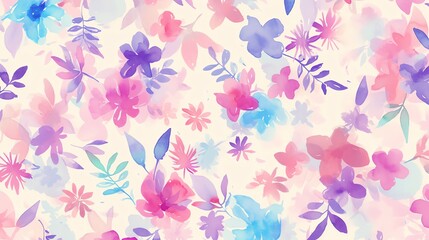 A beautiful watercolor floral pattern in soft pastel colors