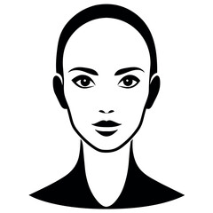 A bald head face vector silhouette, a beautiful woman face silhouette