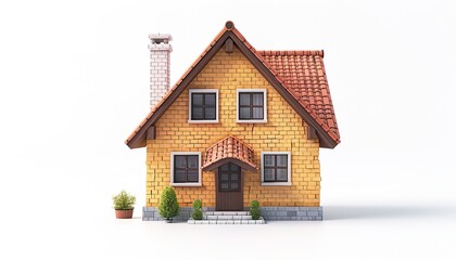 Flat style illustration, cute house vector flat icon with white background