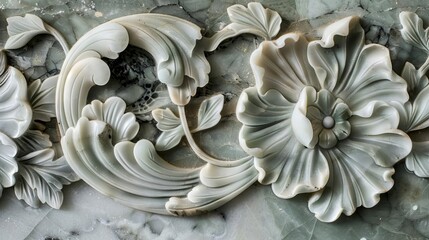 jade carving inlaid in marble white and gray gradient stone texture