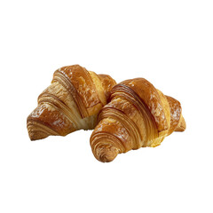 Twin Fresh Milk Croissants , Isolated On Transparent Background, For Design And Printing