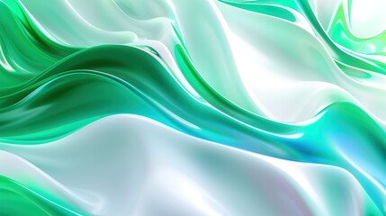 Obraz premium Minimalist Composition: Large Green and Blue-White Gradients with Fluid Momentum, Green and Blue Patterns on White with Light Green and Light Red Accents
