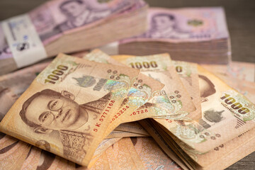 Thai baht banknotes, business saving finance investment.