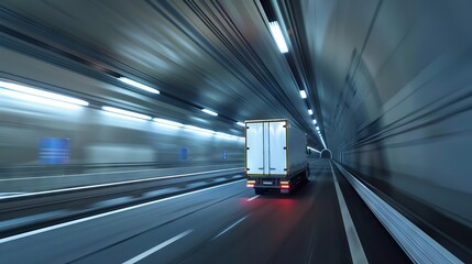 motion truck speeding through tunnel dynamic transportation concept illustration
