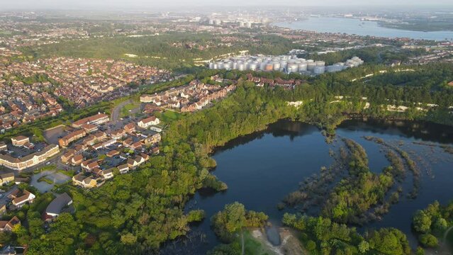 Chafford Gorges Nature Park In Sussex, Panning Aerial Shot