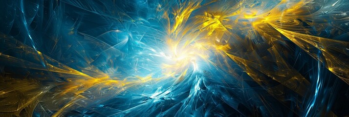 The vibrant interplay of abstract blue and yellow light rays in this visually stunning background. Infused with energy and excitement, perfect for projects seeking a bold visual impact.
